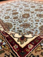 Kashmir Garden handmade Rug Silk & Wool Blue & Cream 309X238