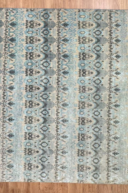 Kashmir Modern Handmade Rug Silk & Wool Blue & Cream 304X247