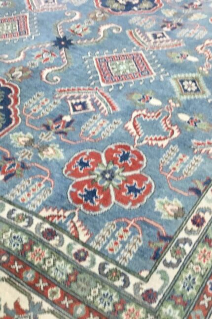 Kazak Handmade Rug Super Fine Wool Blue & Red 360X271