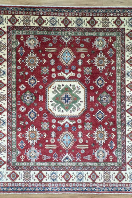 Kazak Handmade Rug Super Fine Wool red & Cream 294X246