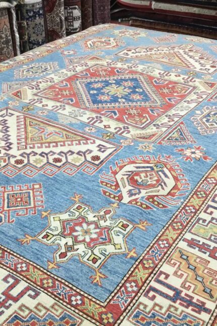 Kazak Handmade Rug Wool Blue & Red Multi 400X292