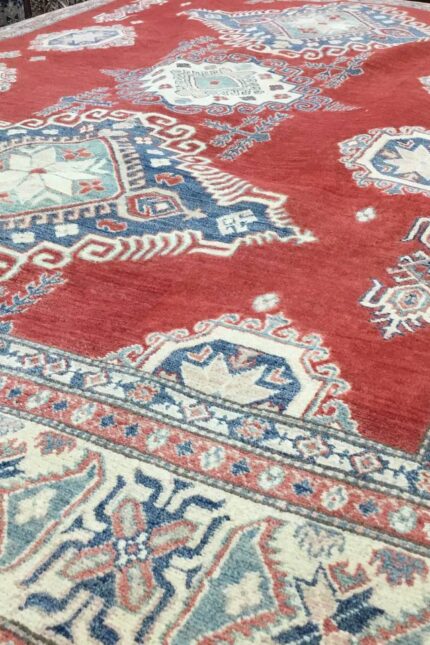 Kazak Vegetable Dye Handmade Rug Wool Cream & Red & Blue 400X290