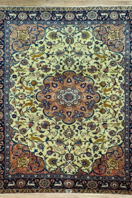 Persian Handmade Rug Signature Rug Wool Gold & Coral 335X255