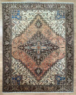 Persian kashan Handmade Rug Wool Beige & Multi 375X240