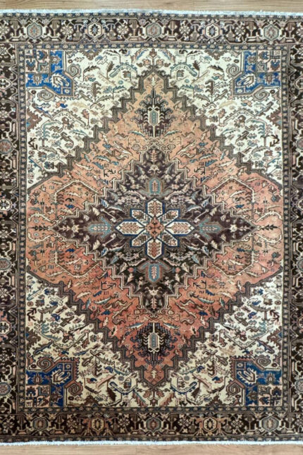 Persian kashan Handmade Rug Wool Beige & Multi 375X240