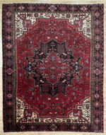 Persian Heriz Handmade Rug Wool Red & Cream 349X253