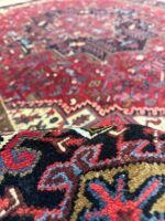Persian Heriz Handmade Rug Wool Red & Cream 349X253