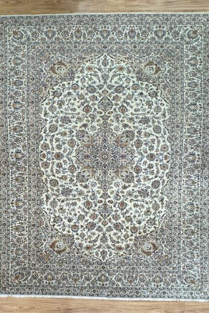 Persian Kashan Handmade Rug Wool Cream Multi 340X240