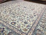 Persian Kashan Handmade Rug Wool Green & Beige 380X280