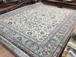 Persian Kashan Handmade Rug Wool Green & Beige 380X280