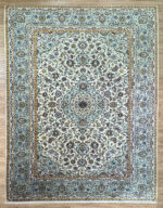 Persian kashan Handmade Rug Wool green & Yellow 344X243