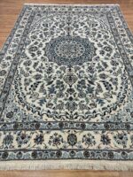 Persian Nain Handmade Rug Silk & Wool Beige & Blue 349X245