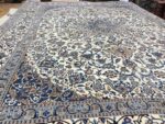 Persian Nain Handmade Rug Silk & Wool Cream & Blue 400X300