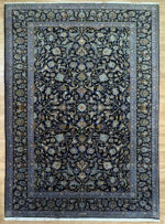 Persian Kashan Handmade Rug Fine Wool Dark Blue 343X234