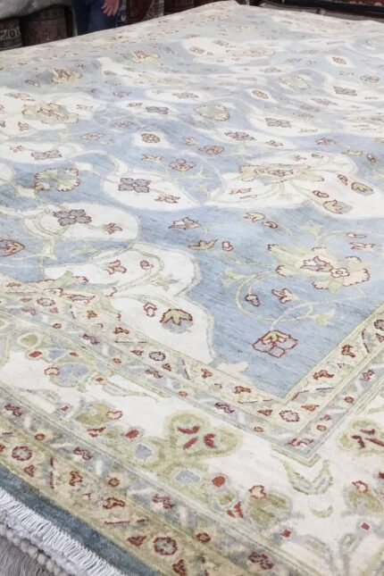 Vegetable Dye Handmade Rug Wool Cream & Blue 361X275