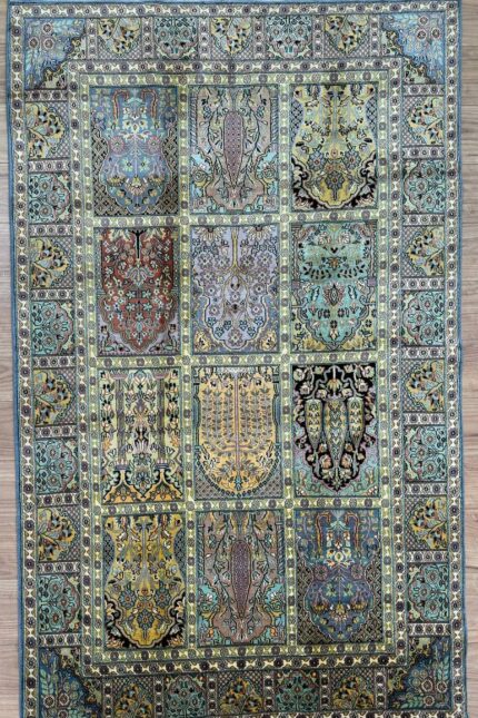 Kashmir Compartment Handmade Rug Gold Multi 240X150
