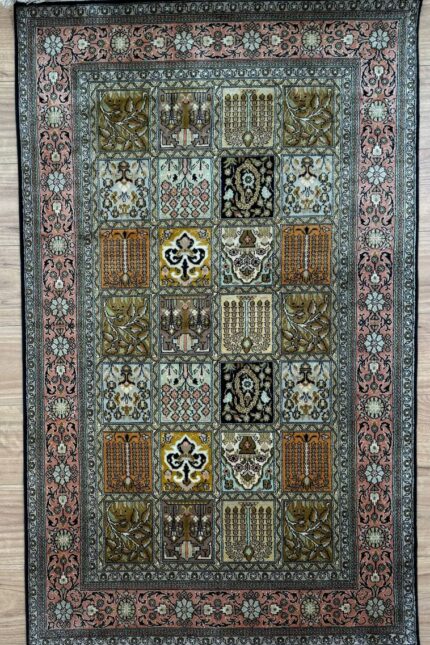 Kashmir Compartment Handmade Rug Silk Multi Colour 154X94
