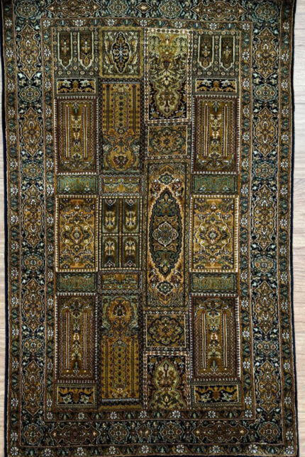 Kashmir Compartment Silk & Silk Gold & Brown 122X73