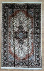 Kashmir Garden Handmade Rug Silk & Black & Red 199X122 (POE)