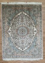 Kashmir Garden Handmade Rug Silk Blue & Beige 215X160