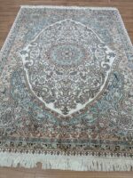 Kashmir Garden Handmade Rug Silk Blue & Beige 215X160