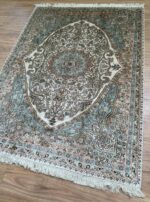 Kashmir Garden Handmade Rug Silk Blue & Beige 215X160