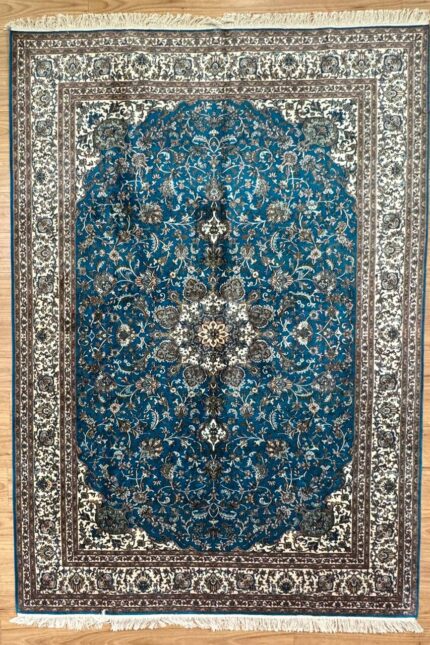 Kashmir Garden Handmade Rug Silk Blue & Beige 291X188