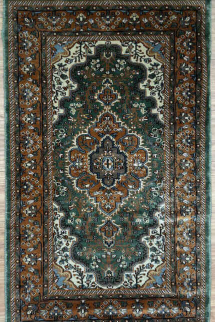 Kashmir Garden Handmade Rug Silk Brown & Green 130X78