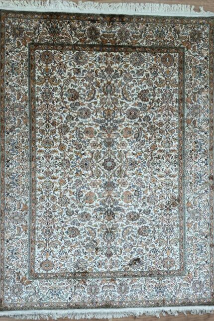 Kashmir Garden Handmade Rug Silk Coral & White & Green 210X157