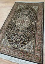 Kashmir Garden Handmade Rug Silk Gold & Coral & Black 160X94