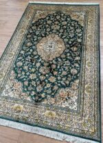 Kashmir Garden Handmade Rug Silk Green & Cream 183X120