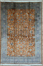 Kashmir Garden Handmade Rug Silk Orange & Blue 190X124