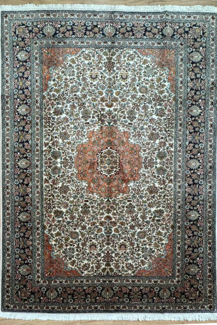 Kashmir Garden Handmade Rug Silk Orange & Green 270X180