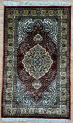 Kashmir Garden Handmade Rug Silk Red Multi Colour 126X77