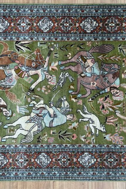 Kashmir Handmade Rug Silk Green Multi 160X90