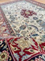 Persian Isfahan Garden Handmade Rug Silk & Super Fine Wool Red & White 233X132