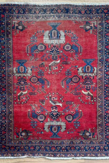 Persian Malayer Antique Handmade Rug Wool Red & Blue 210X160