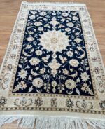 Persian Nain Handmade Rug Silk & Wool Beige & Black 120X74