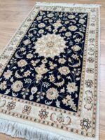 Persian Nain Handmade Rug Silk & Wool Beige & Black 120X74