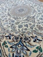 Persian Nain Handmade Rug Silk & Wool Cream & Blue & Brown 200X130