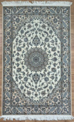Persian Nain Handmade Rug Silk & Wool Cream & Brown 206X130