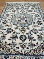 Persian Nain Handmade Rug Silk & Wool White & Blue 100X70