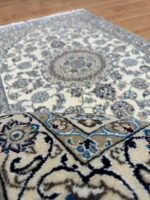 Persian Nain Silk & Wool Cream & Blue & Brown 170X115