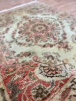 Persian Old Handmade Rug Wool Green & Red 170X125