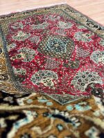 Persian Qom Garden Handmade Rug Silk Red & Gold 160X105