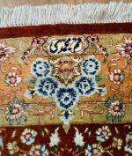 Persian Qom Garden Signature Handmade Rug Silk & Silk Red & Green 121X76