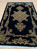 Persian Versace Machine Made Silk Gold & Black 225X150