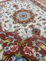 Tabriz Olia Handmade Rug Silk & Super Fine Wool Cream & Brown 150X100