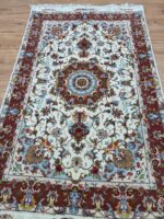 Tabriz Olia Handmade Rug Silk & Super Fine Wool Cream & Brown 150X100