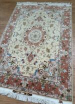 Tabriz Signature Handmade Rug Silk & Wool Coral & Cream 200X150